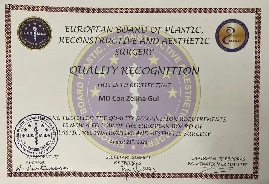 Can Zeliha Gül, M.D. Certificate