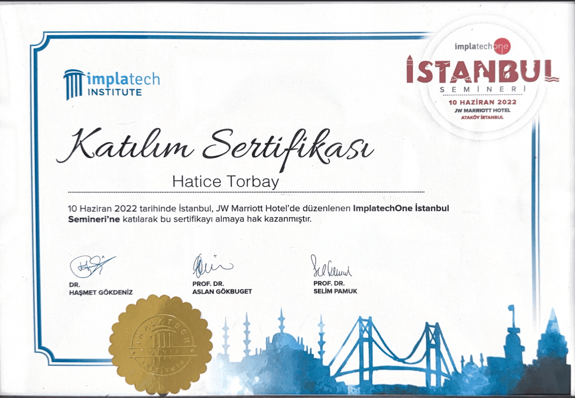 Dr.Hatice Torbay   serifikat